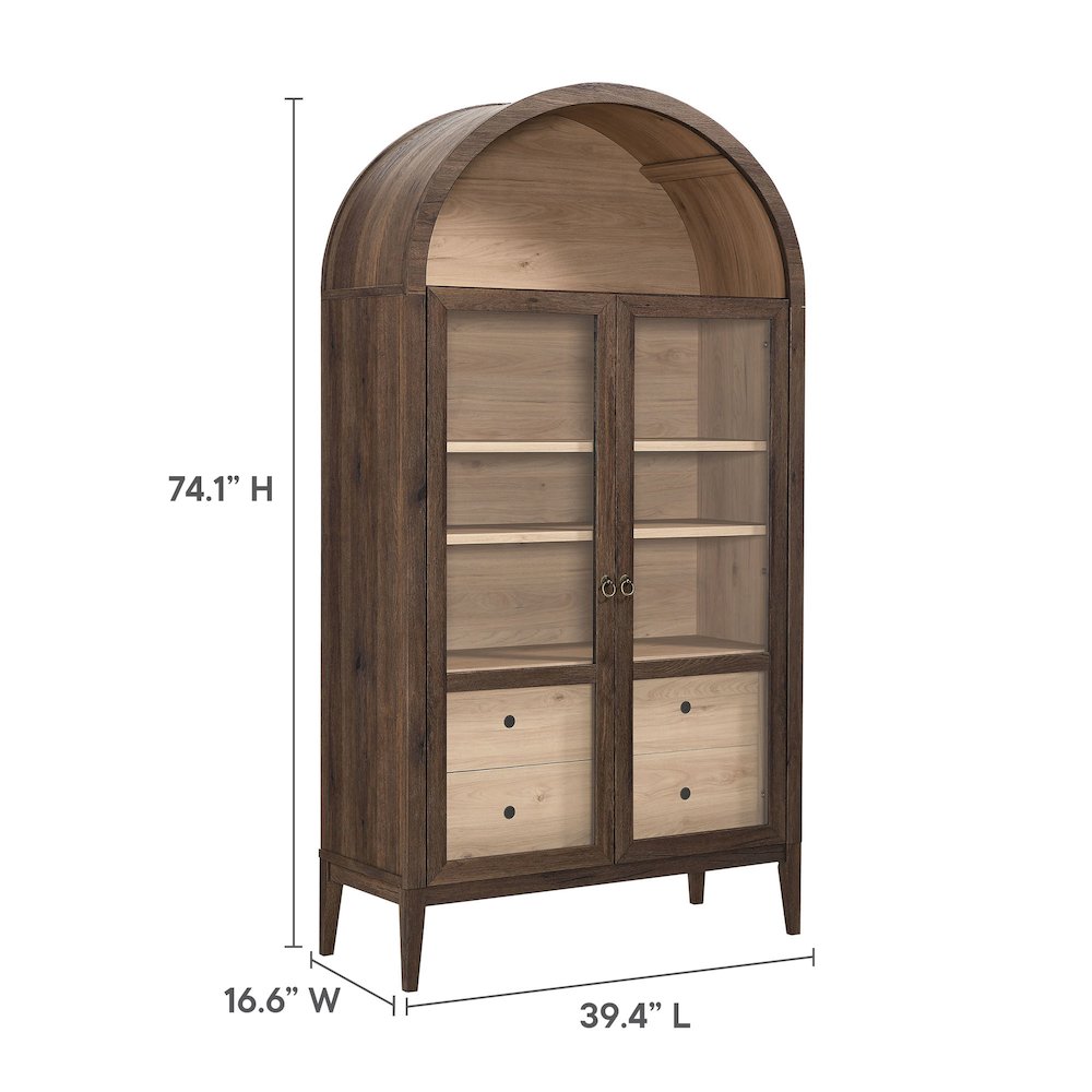 Nolan 74" Tall Wide Arched Storage Display Cabinet. Picture 3
