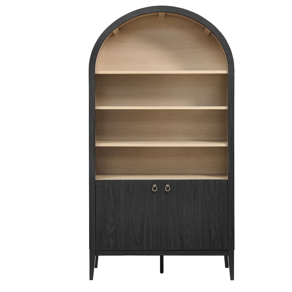 Nolan 74" Tall Wide Arched Storage Display Cabinet Bookshelf. Picture 5