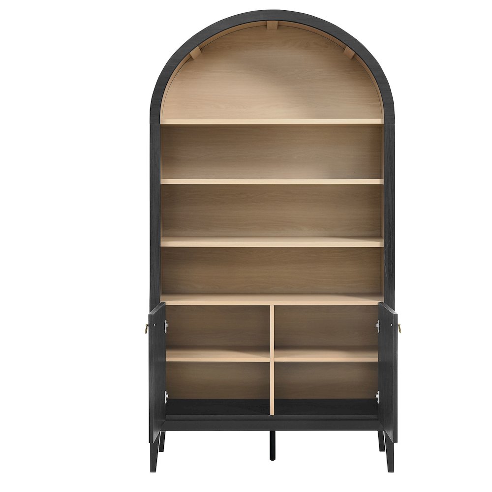 Nolan 74" Tall Wide Arched Storage Display Cabinet Bookshelf. Picture 6