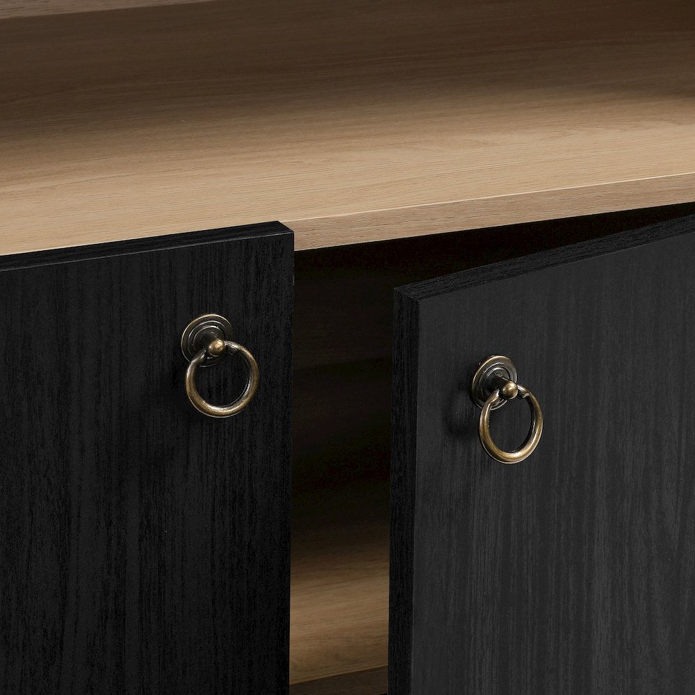 Nolan 74" Tall Wide Arched Storage Display Cabinet Bookshelf. Picture 7