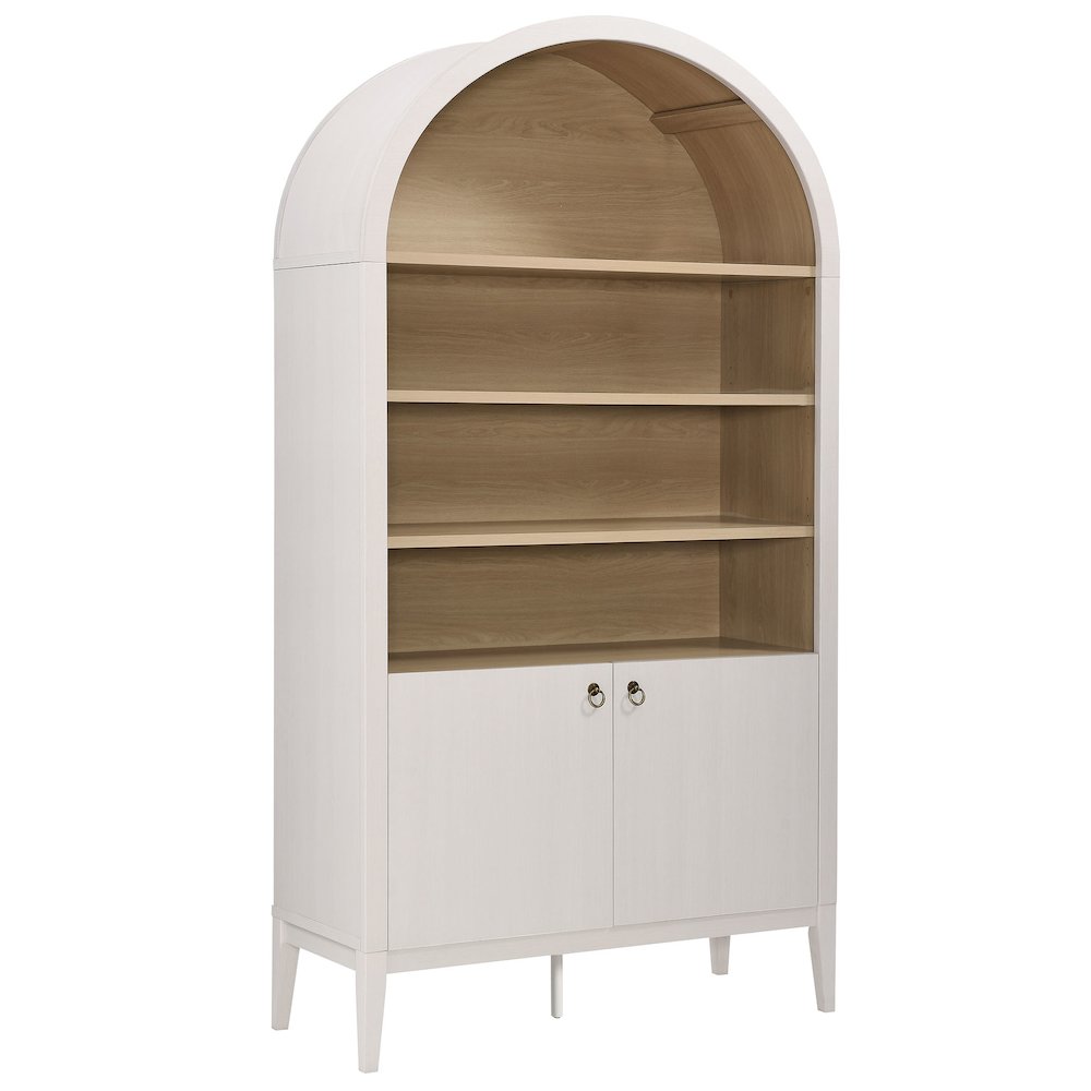 Nolan 74" Tall Wide Arched Storage Display Cabinet Bookshelf. Picture 1