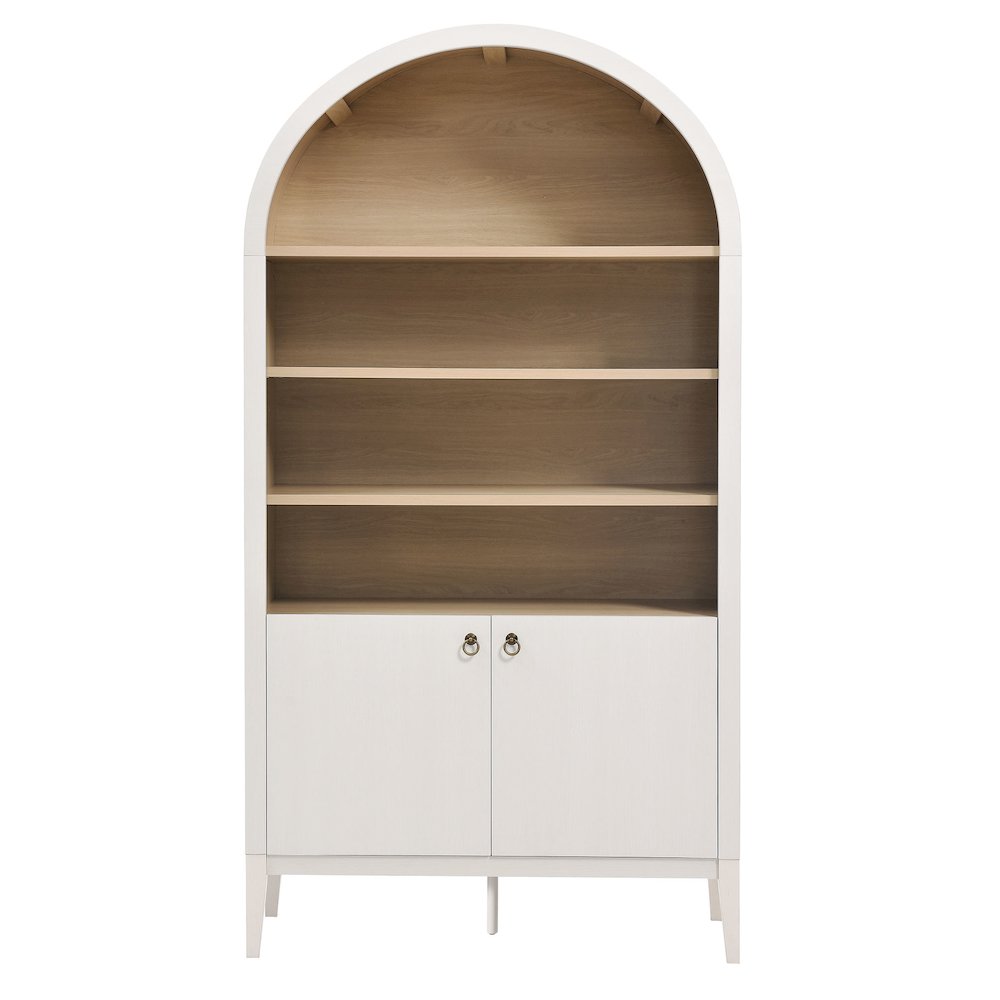 Nolan 74" Tall Wide Arched Storage Display Cabinet Bookshelf. Picture 5