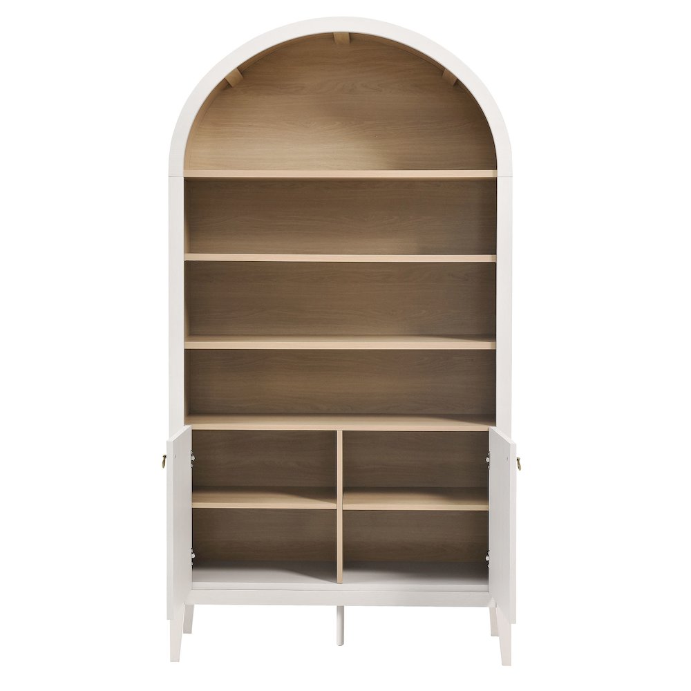 Nolan 74" Tall Wide Arched Storage Display Cabinet Bookshelf. Picture 6