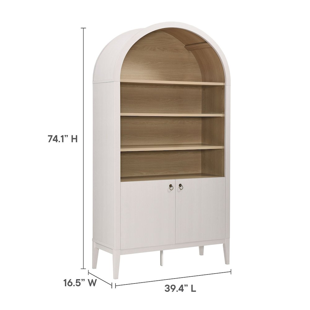 Nolan 74" Tall Wide Arched Storage Display Cabinet Bookshelf. Picture 3