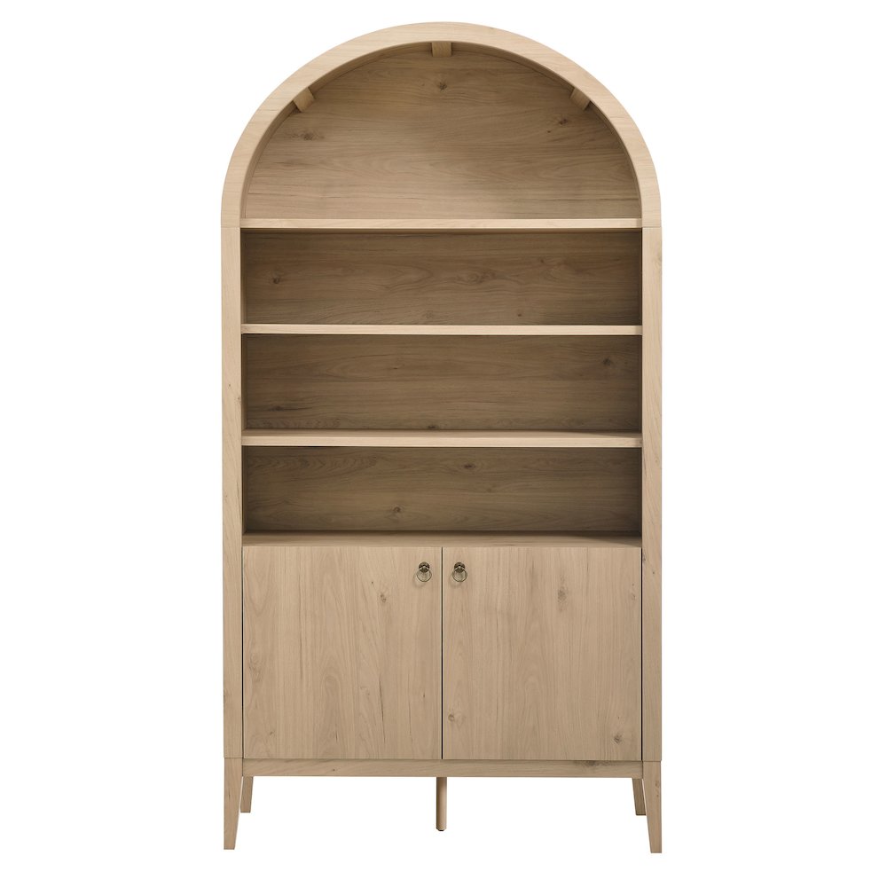 Nolan 74" Tall Wide Arched Storage Display Cabinet Bookshelf. Picture 5