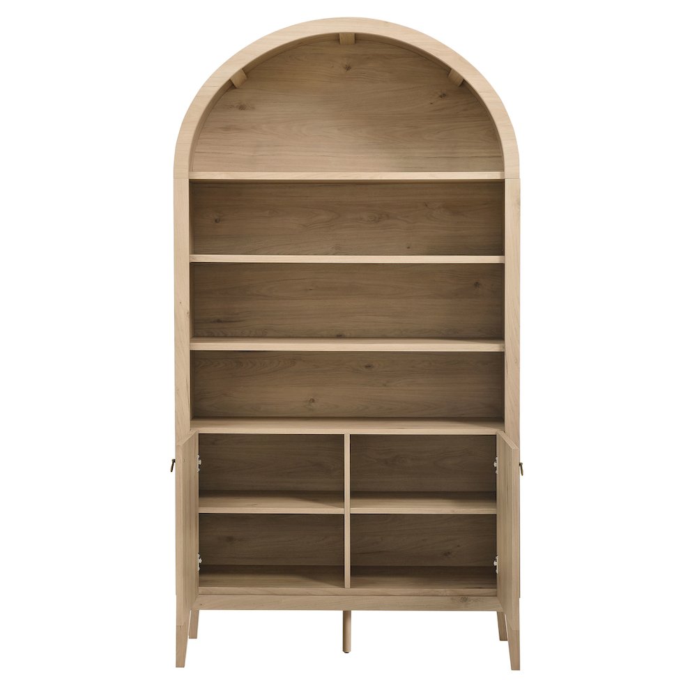 Nolan 74" Tall Wide Arched Storage Display Cabinet Bookshelf. Picture 6