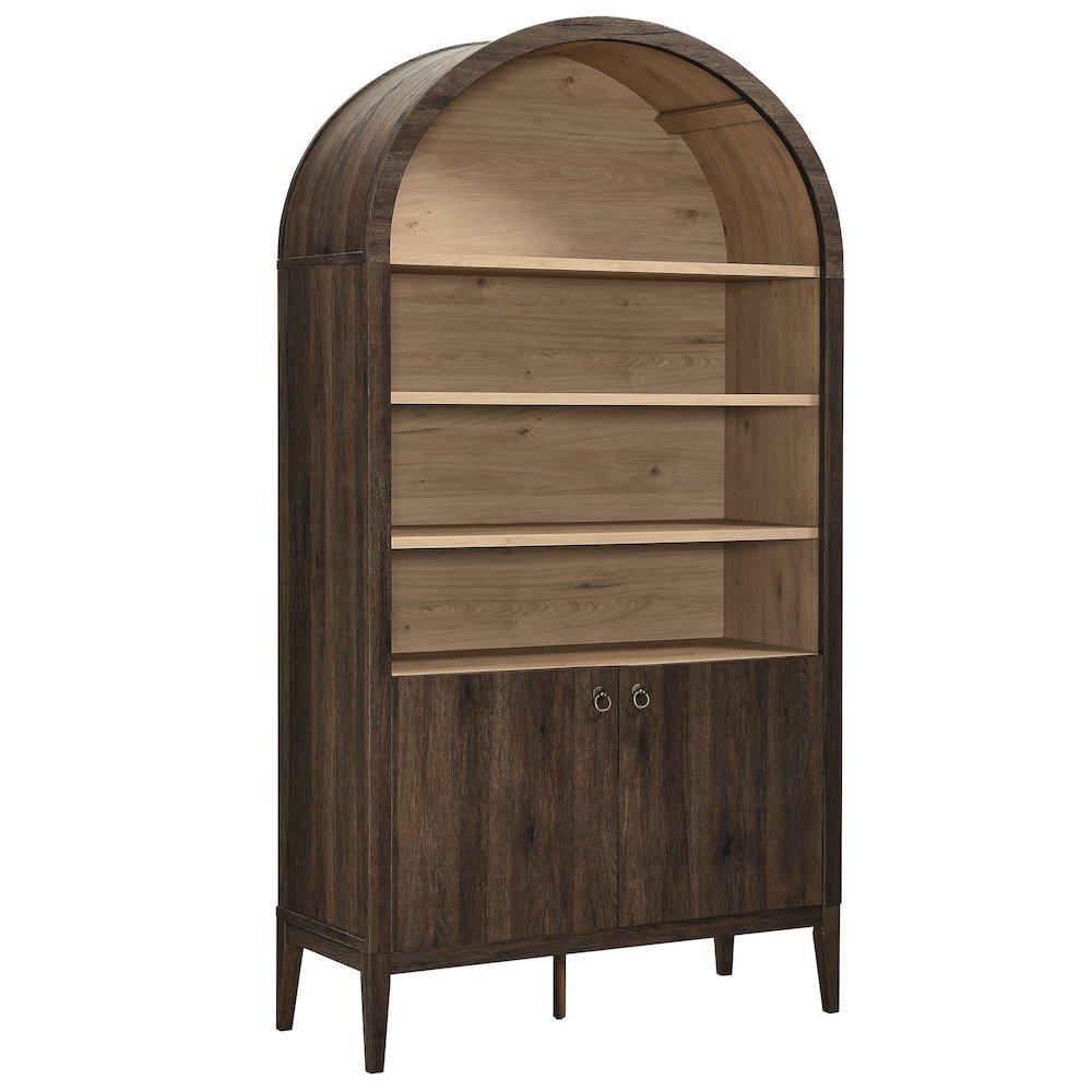 Nolan 74" Tall Wide Arched Storage Display Cabinet Bookshelf. Picture 1