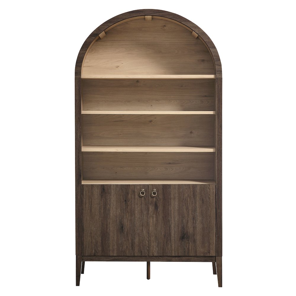 Nolan 74" Tall Wide Arched Storage Display Cabinet Bookshelf. Picture 5
