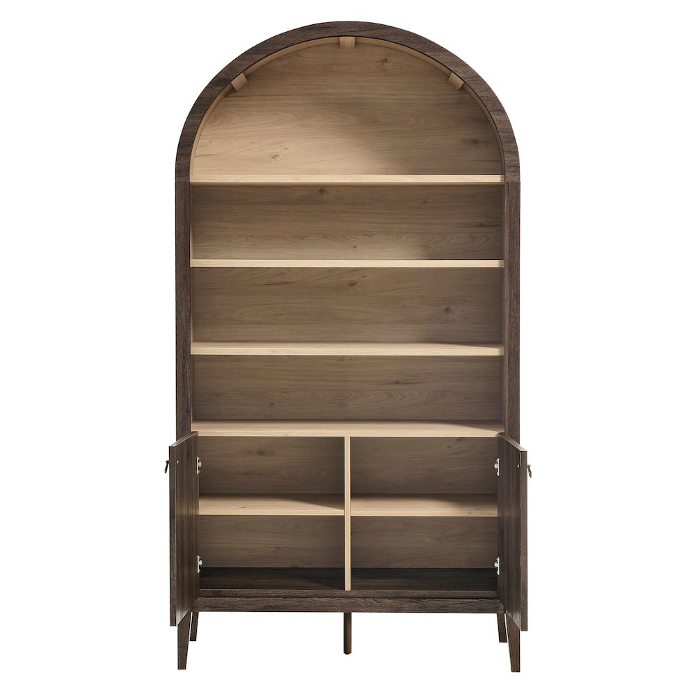 Nolan 74" Tall Wide Arched Storage Display Cabinet Bookshelf. Picture 6