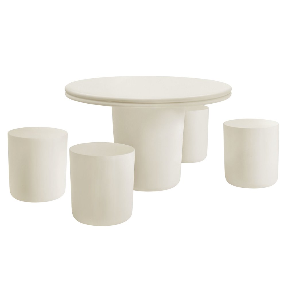 Brion Indoor - Outdoor Patio Concrete 5 Piece Dining Table Set. Picture 1