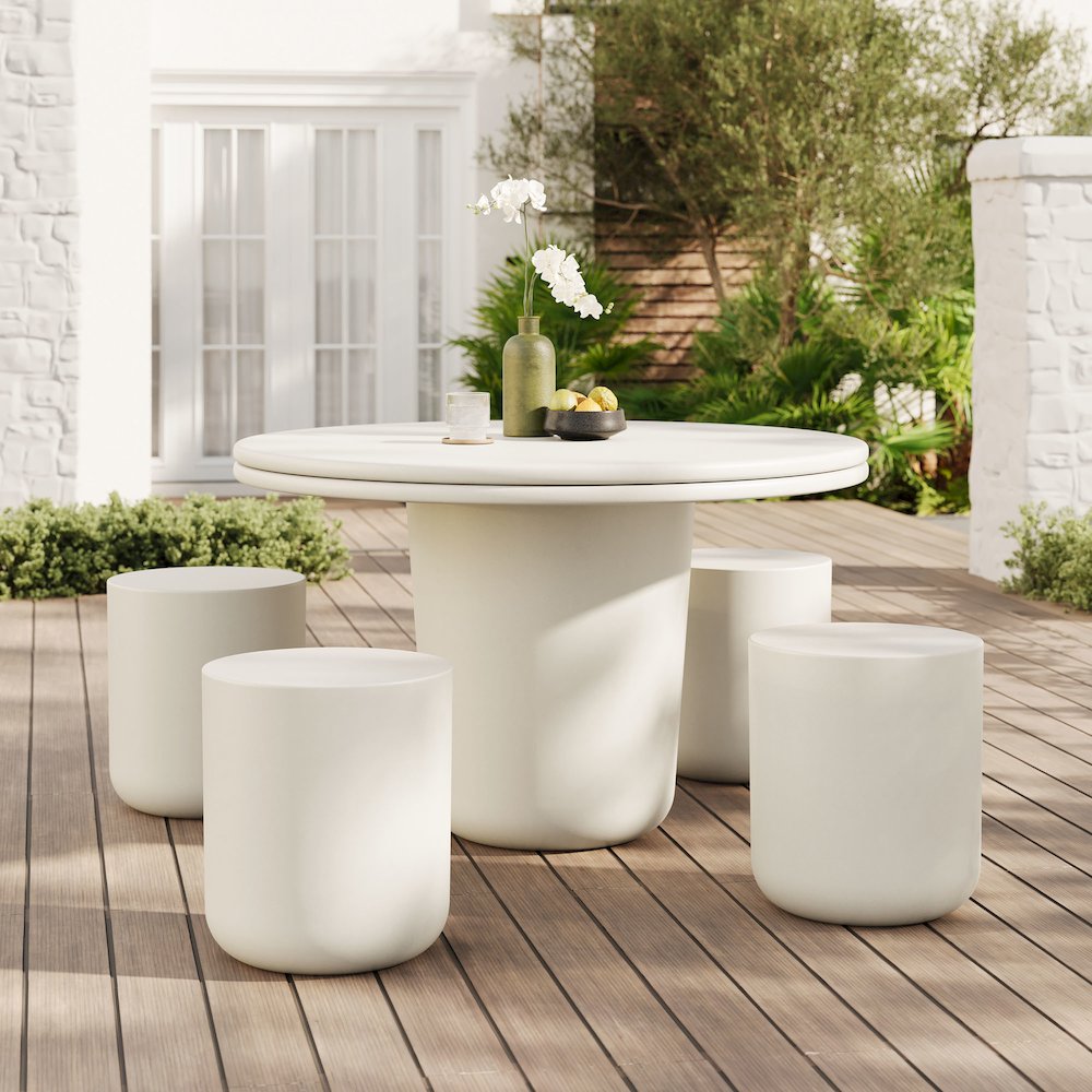 Brion Indoor - Outdoor Patio Concrete 5 Piece Dining Table Set. Picture 9