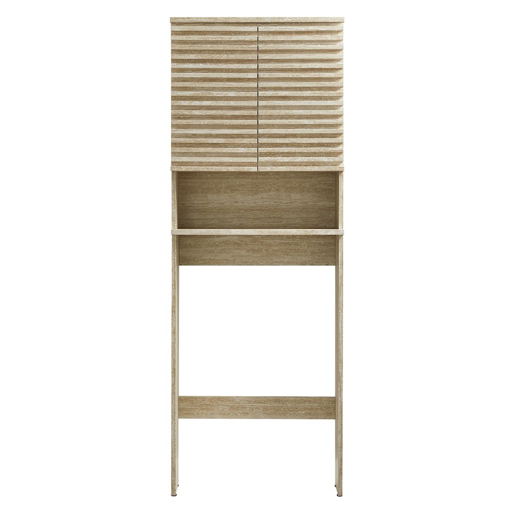 Render Over the Toilet Faux Travertine Bathroom Storage Cabinet. Picture 5