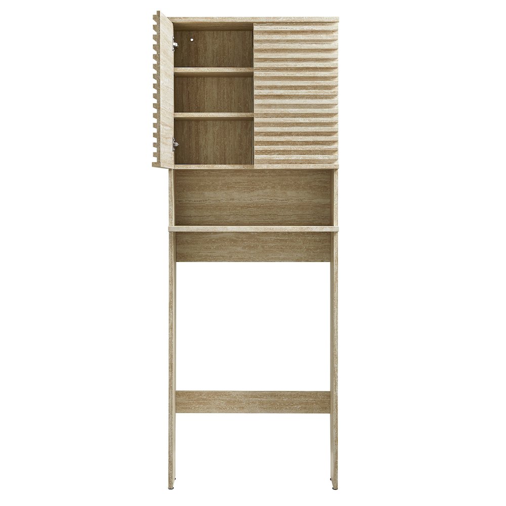 Render Over the Toilet Faux Travertine Bathroom Storage Cabinet. Picture 6