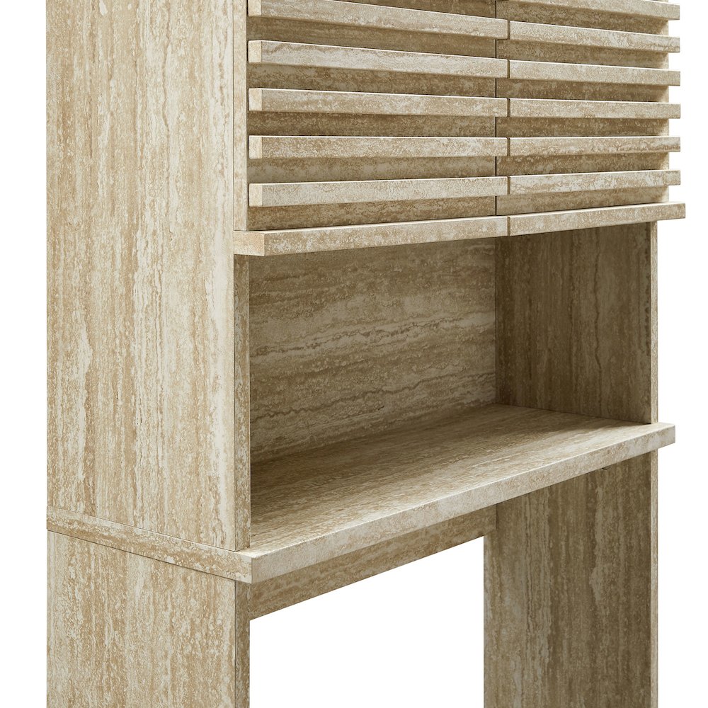 Render Over the Toilet Faux Travertine Bathroom Storage Cabinet. Picture 7