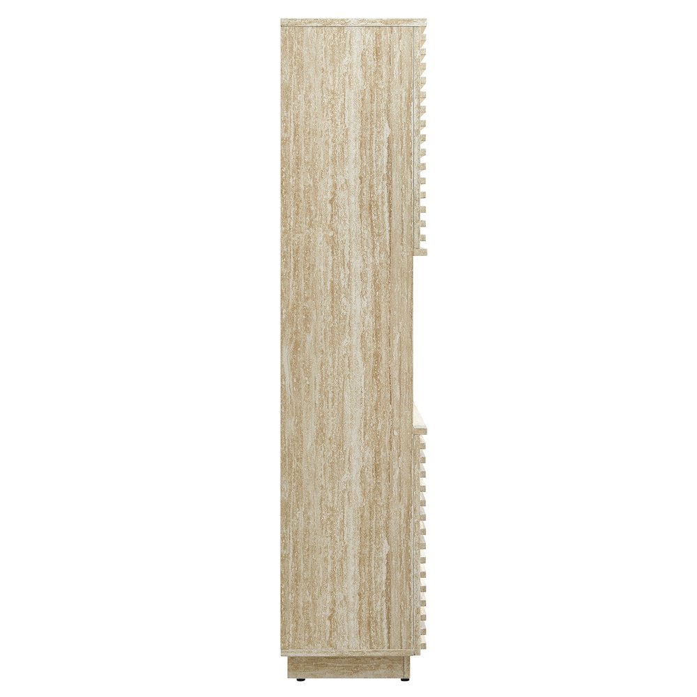 Render Tall Faux Travertine Linen Storage Cabinet. Picture 4
