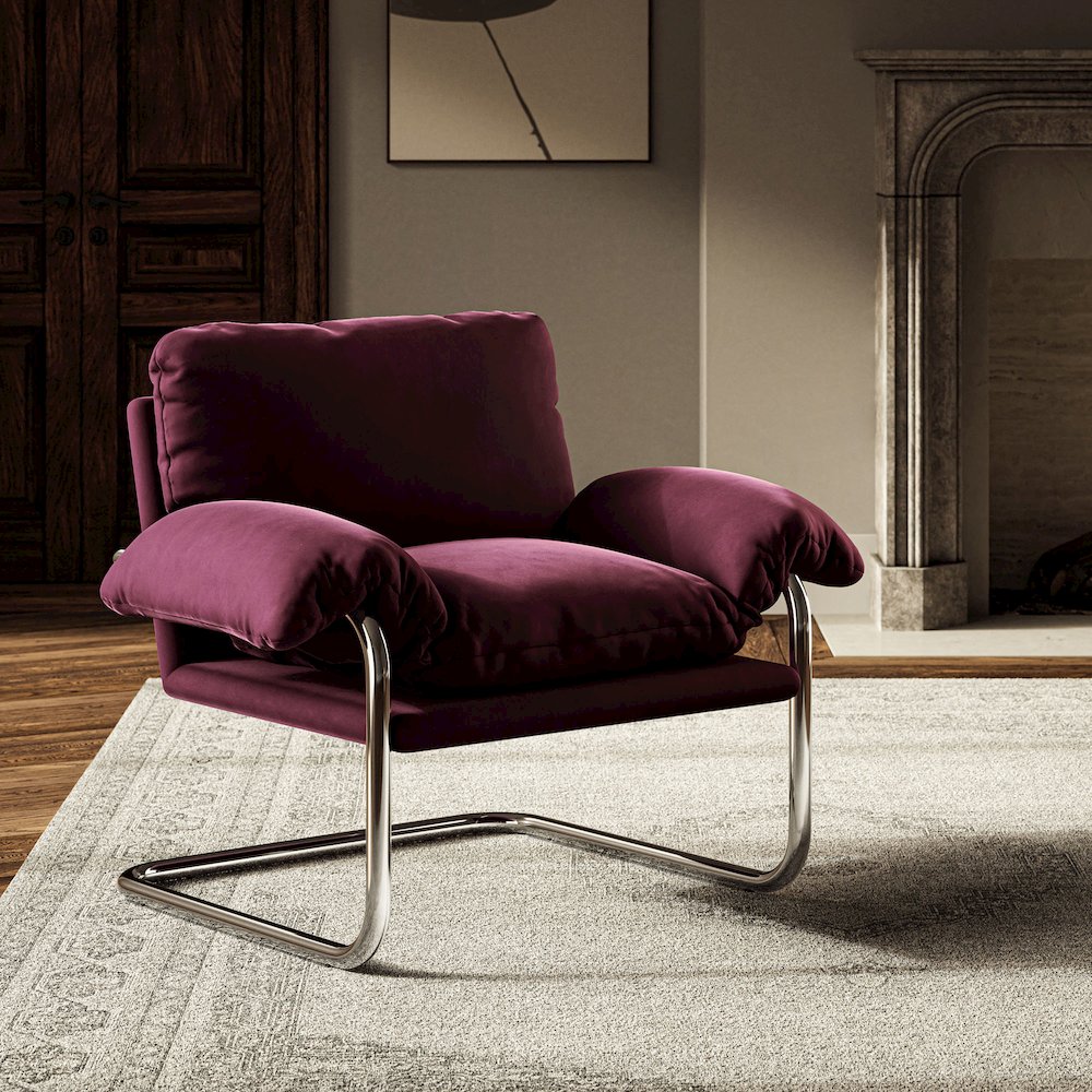 Ansel Performance Velvet Accent Chair. Picture 8