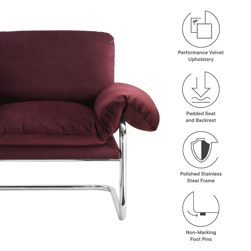 Ansel Performance Velvet Accent Chair. Picture 3