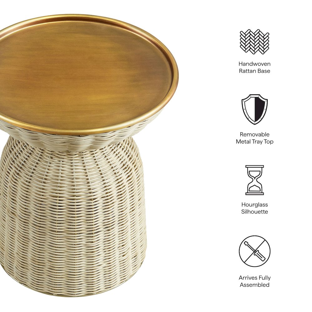 Lazaro Round Rattan Side Table. Picture 3