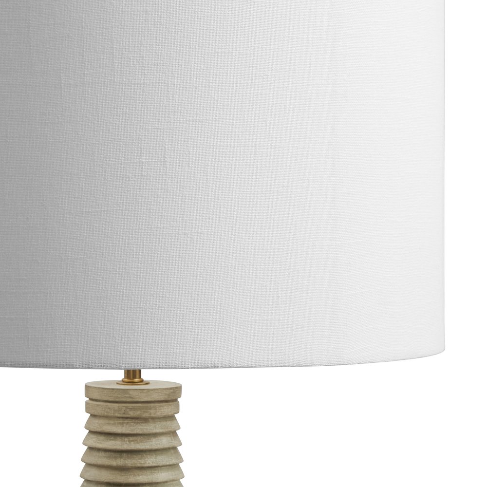 Saylor Carved Ribbed Wood Floor Lamp With Drum Shade. Picture 5