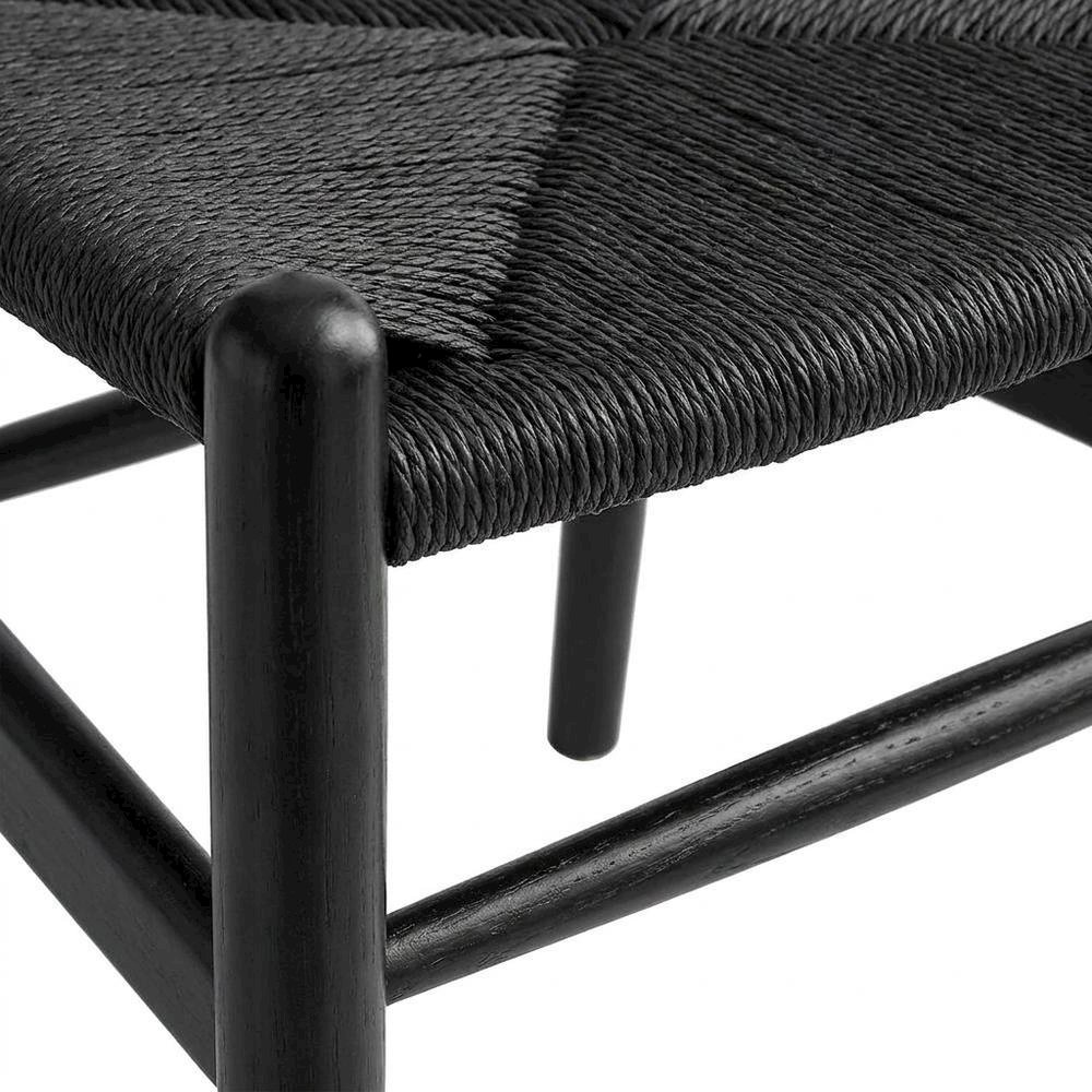 Wood Dining Chair with Slatted Backrest for Kitchen and Dining Room, Black Black. Picture 7