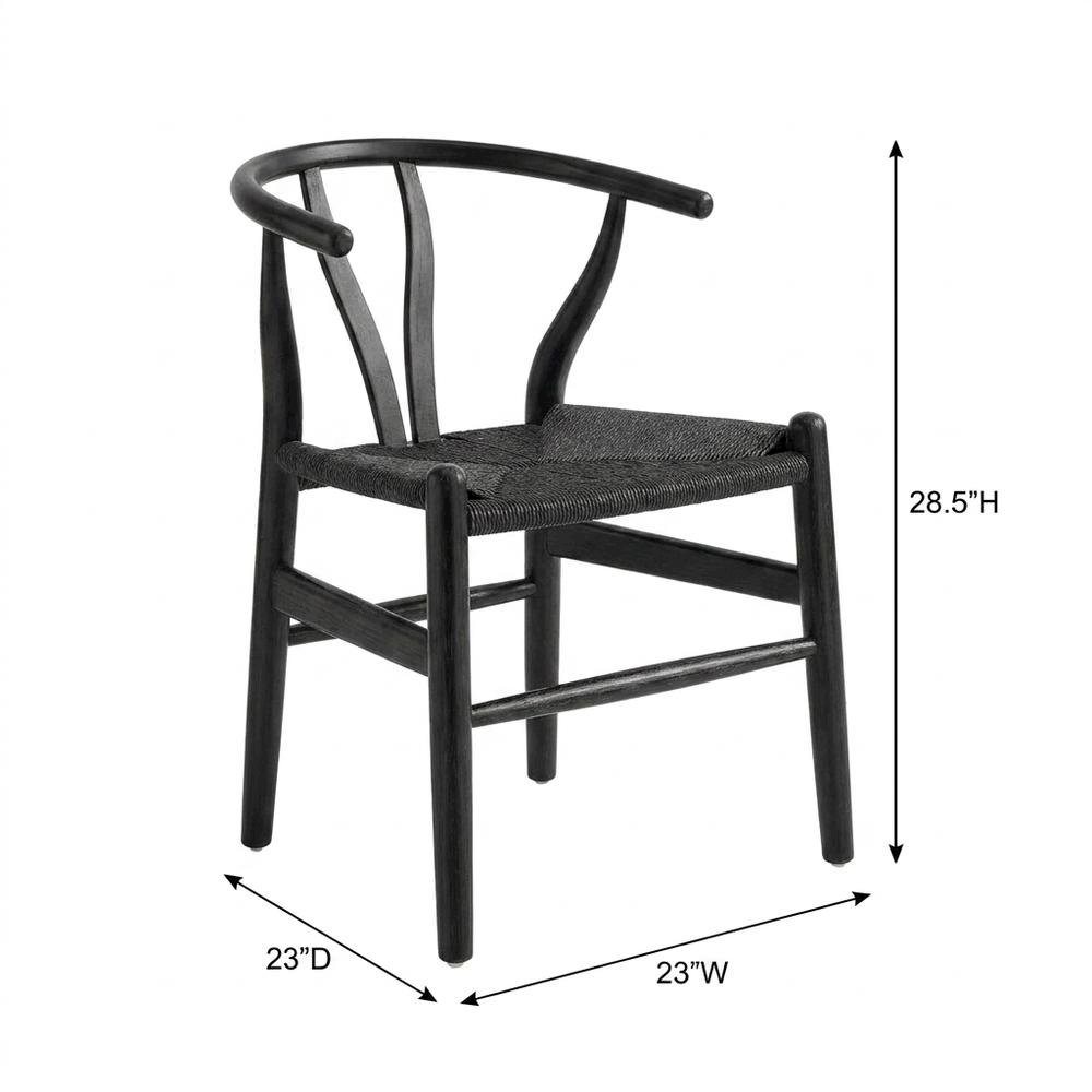 Wood Dining Chair with Slatted Backrest for Kitchen and Dining Room, Black Black. Picture 5