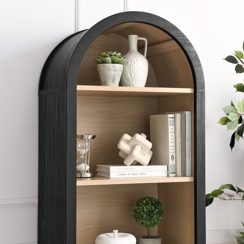 Evie Arched Narrow Bookcase Display Cabinet. Picture 8