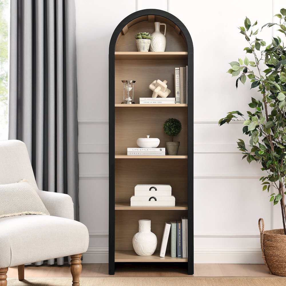 Evie Arched Narrow Bookcase Display Cabinet. Picture 7