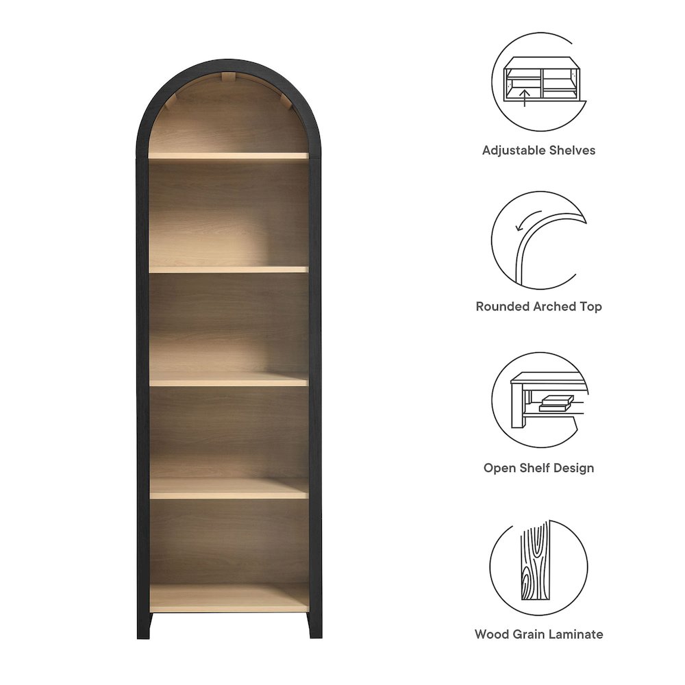 Evie Arched Narrow Bookcase Display Cabinet. Picture 2