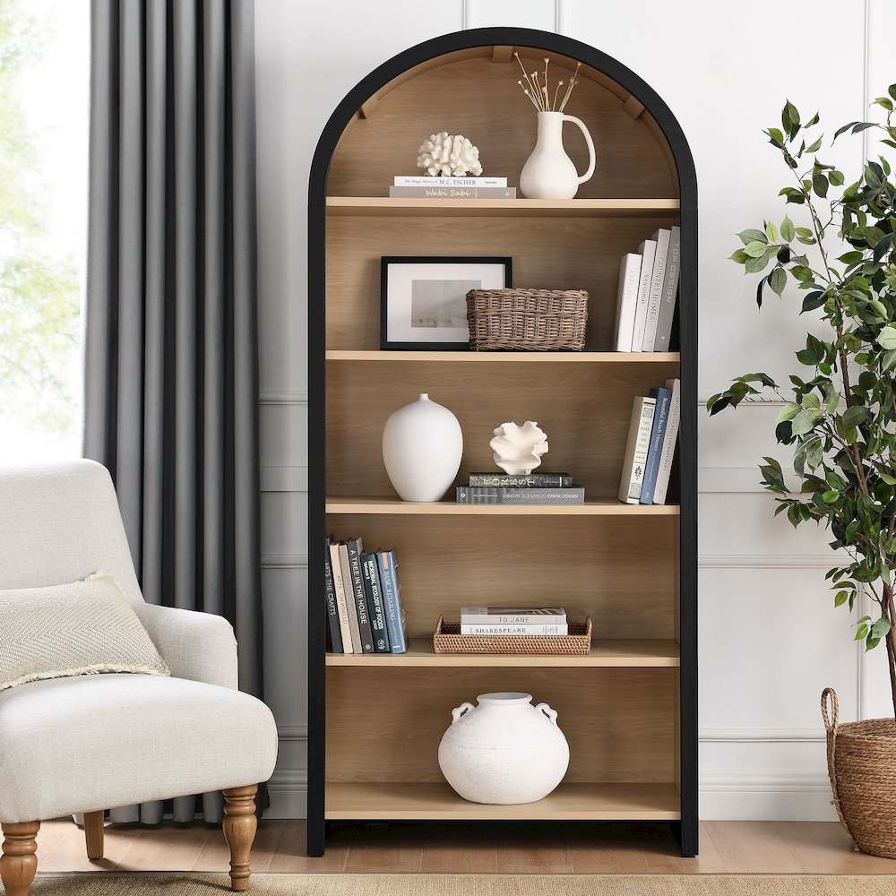Evie Arched Wide Bookcase Display Cabinet. Picture 7