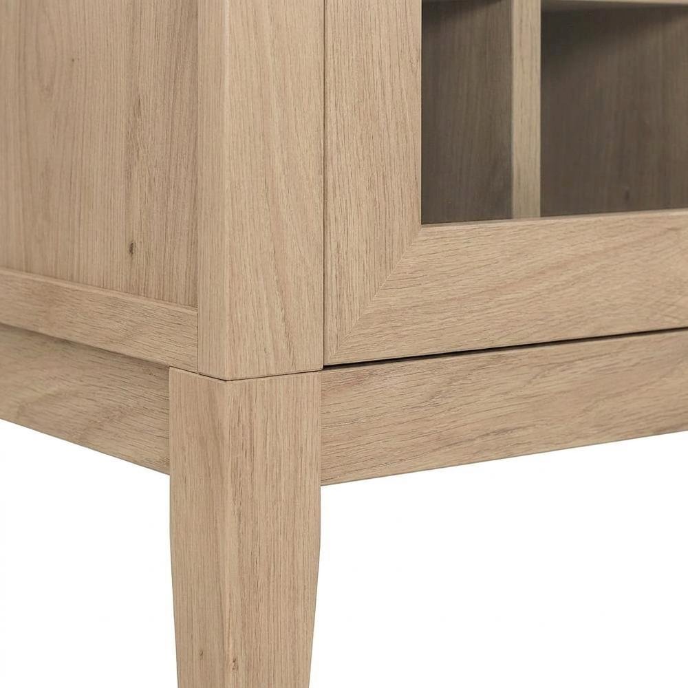 Wooden Tall Bar Cabinet with Arched Doors and Liquor Storage, Light Oak. Picture 7