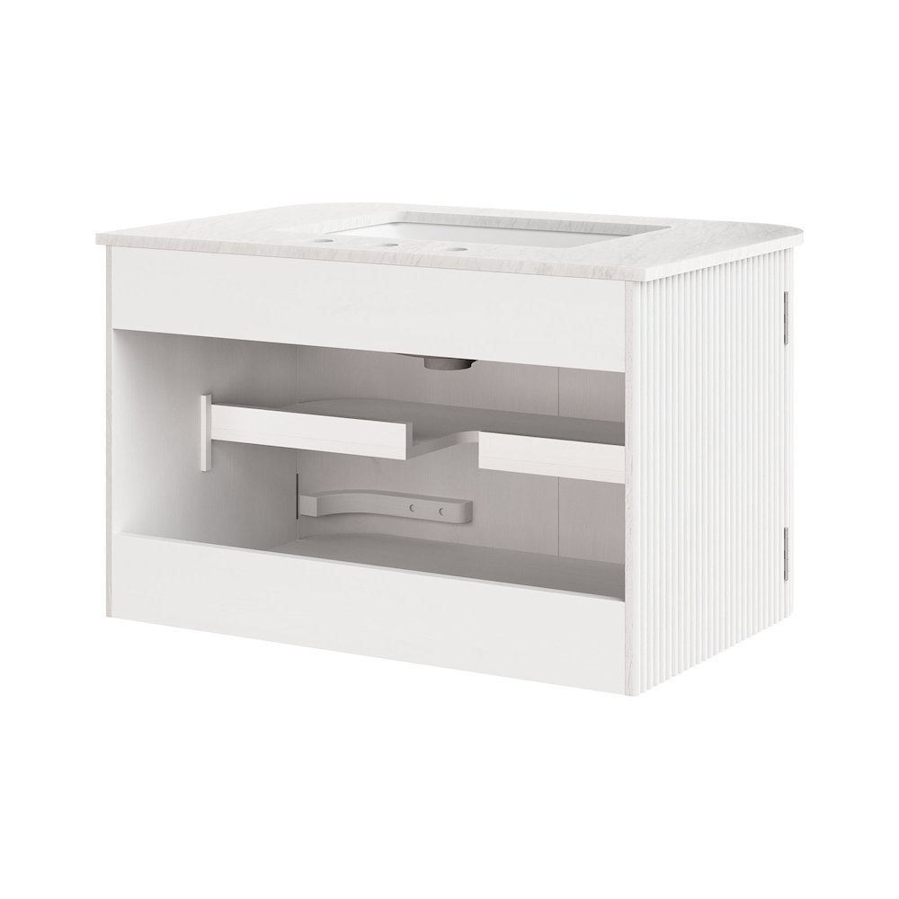 Zia 30" Wall-Mount Bathroom Vanity with Marble Sink. Picture 5