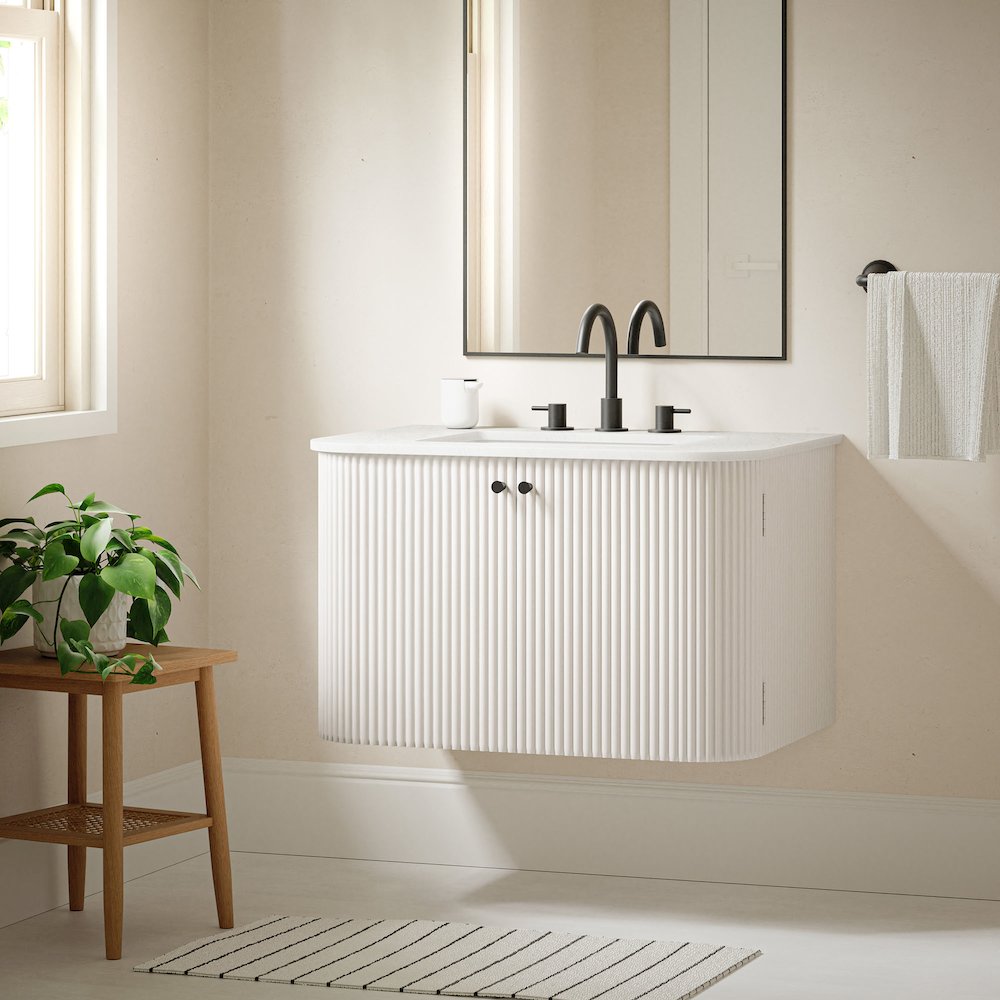 Zia 30" Wall-Mount Bathroom Vanity with Marble Sink. Picture 10