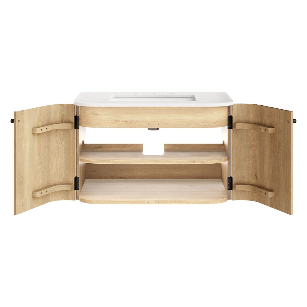 Zia 30" Wall-Mount Bathroom Vanity with Marble Sink. Picture 8
