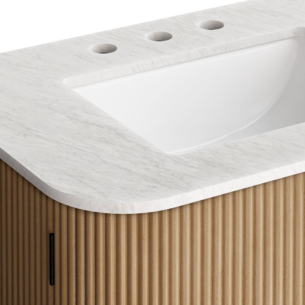 Zia 30" Wall-Mount Bathroom Vanity with Marble Sink. Picture 9