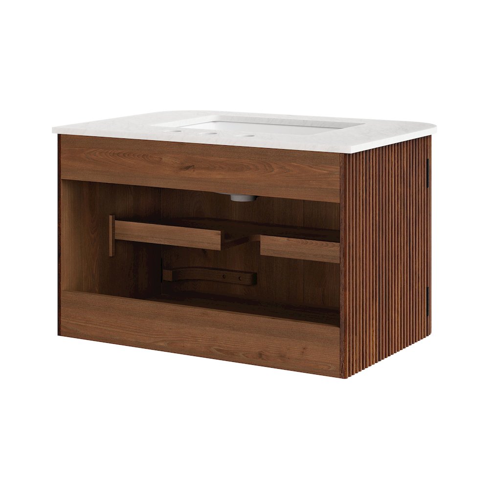 Zia 30" Wall-Mount Bathroom Vanity with Marble Sink. Picture 5