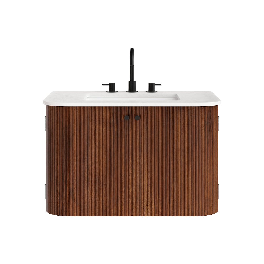 Zia 30" Wall-Mount Bathroom Vanity with Marble Sink. Picture 6