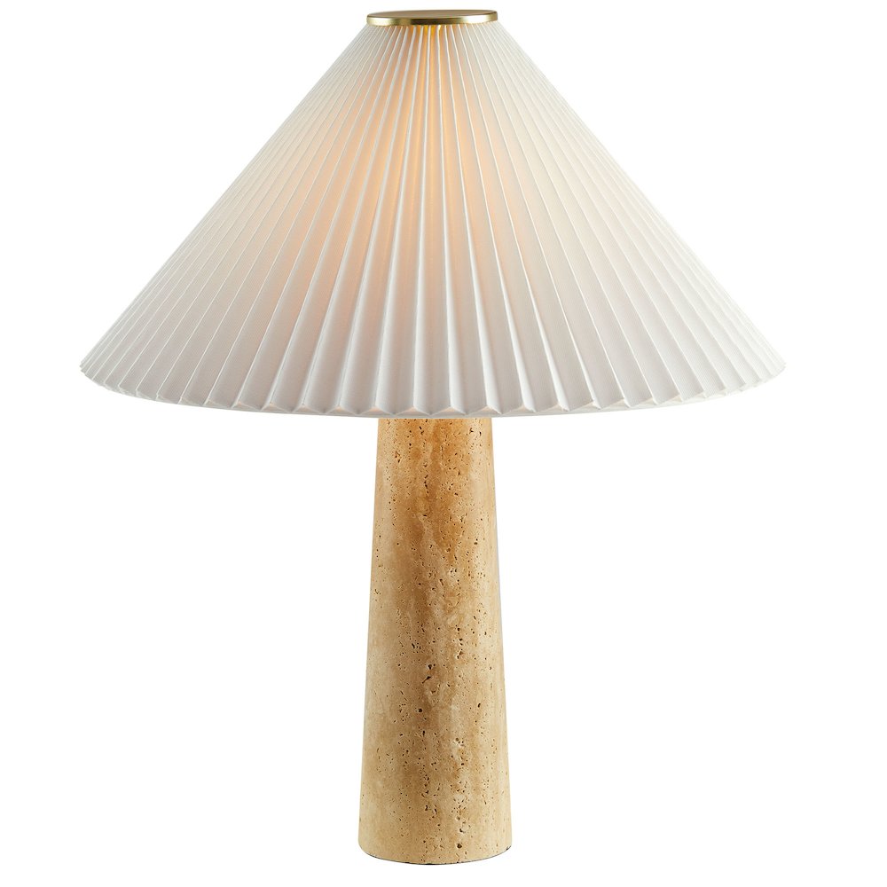 Cove Travertine Table Lamp With Pleated Shade. Picture 5