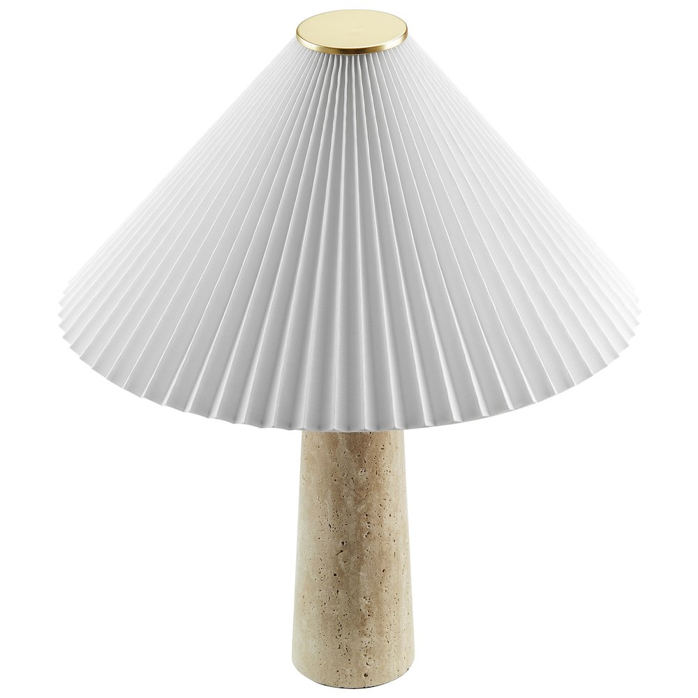 Cove Travertine Table Lamp With Pleated Shade. Picture 6
