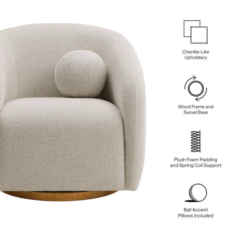 Holland Swivel Chenille Fabric Armchair. Picture 2