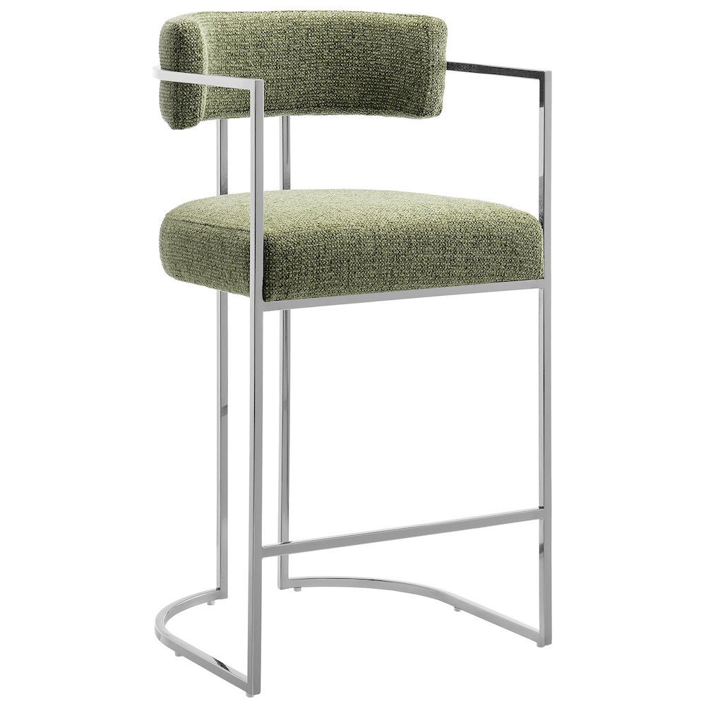 Huron Curved Back Fabric and Metal Counter Stool. Picture 1