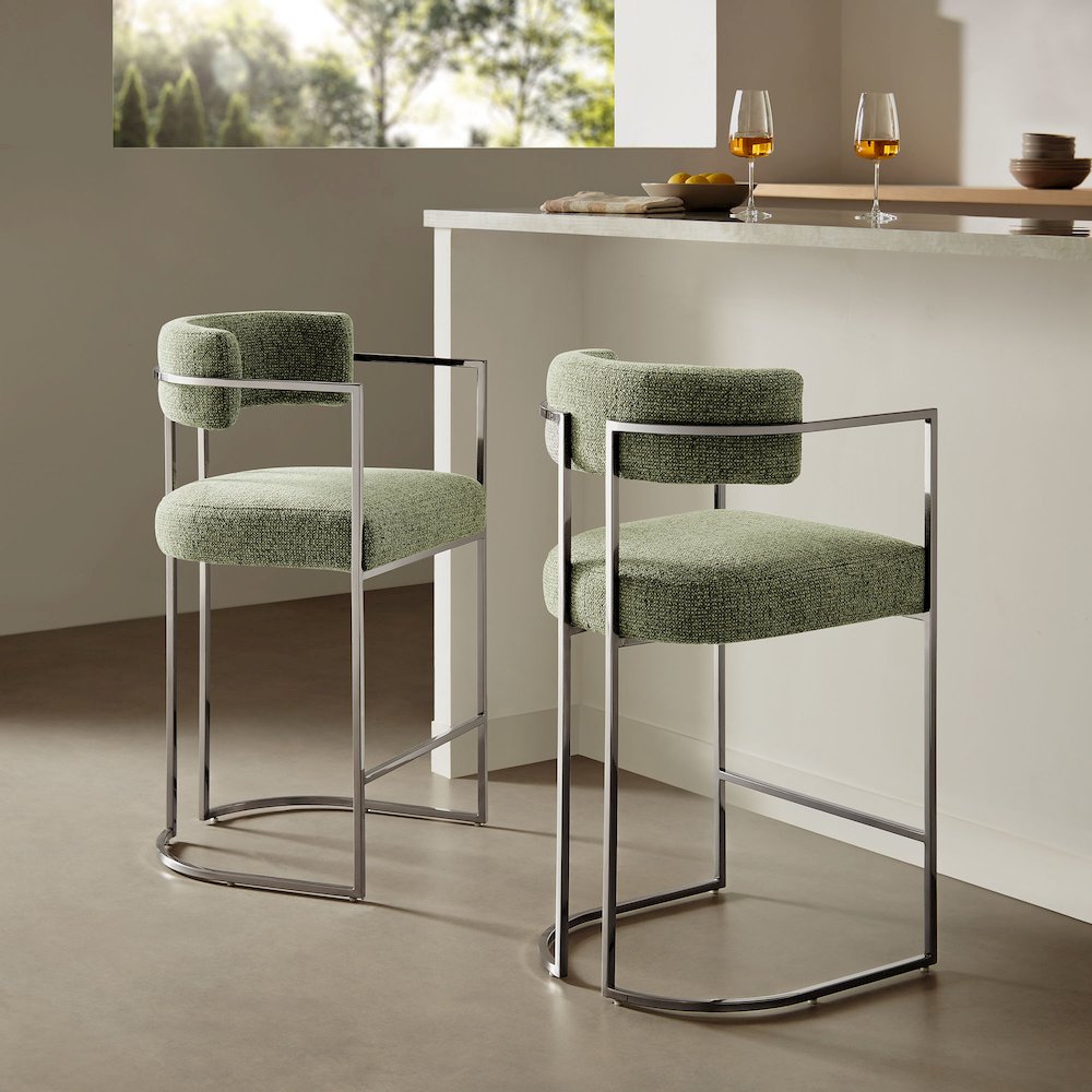 Huron Curved Back Fabric and Metal Counter Stool. Picture 9