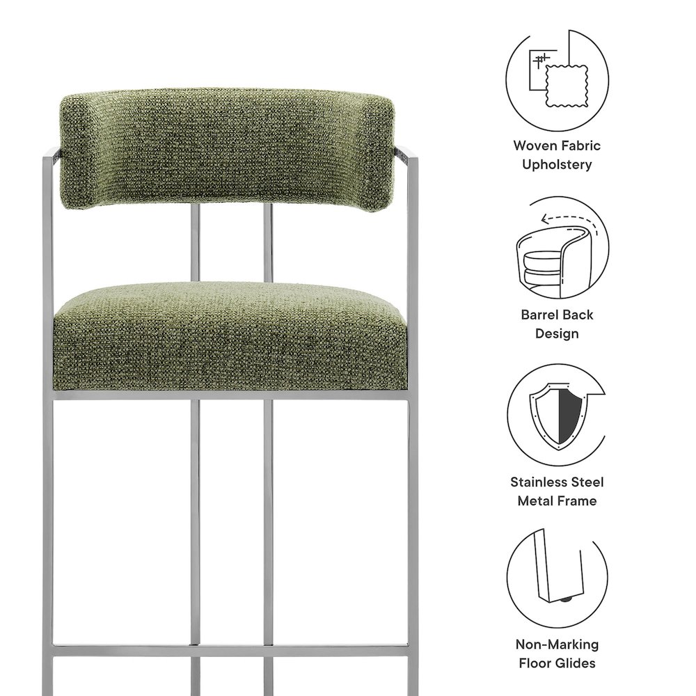 Huron Curved Back Fabric and Metal Counter Stool. Picture 3