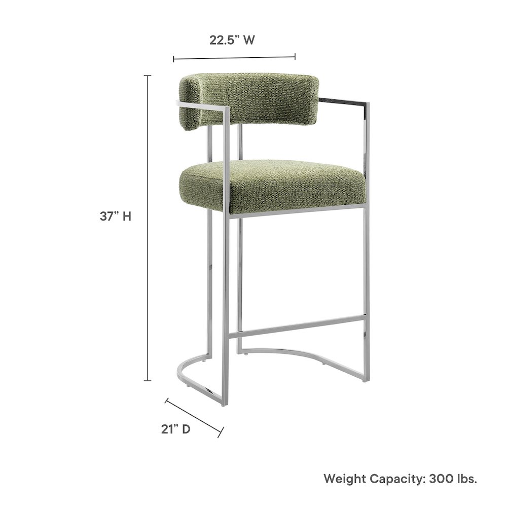Huron Curved Back Fabric and Metal Counter Stool. Picture 2