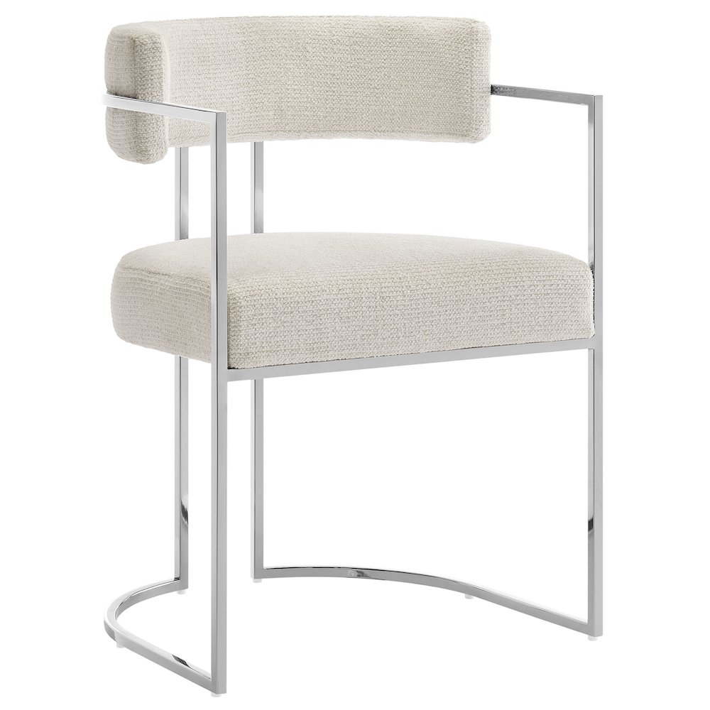 Huron Curved Back Fabric and Metal Dining Accent Chair. Picture 1