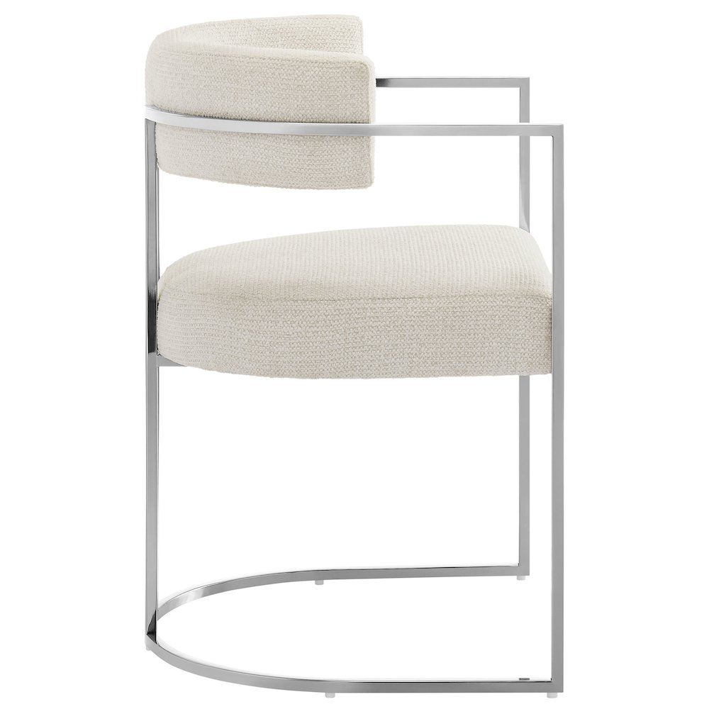 Huron Curved Back Fabric and Metal Dining Accent Chair. Picture 5
