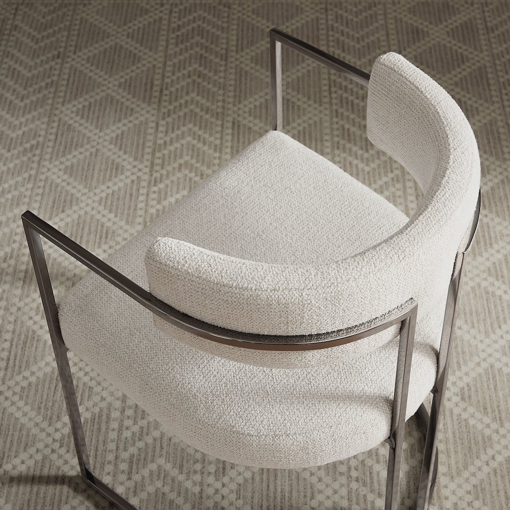 Huron Curved Back Fabric and Metal Dining Accent Chair. Picture 10