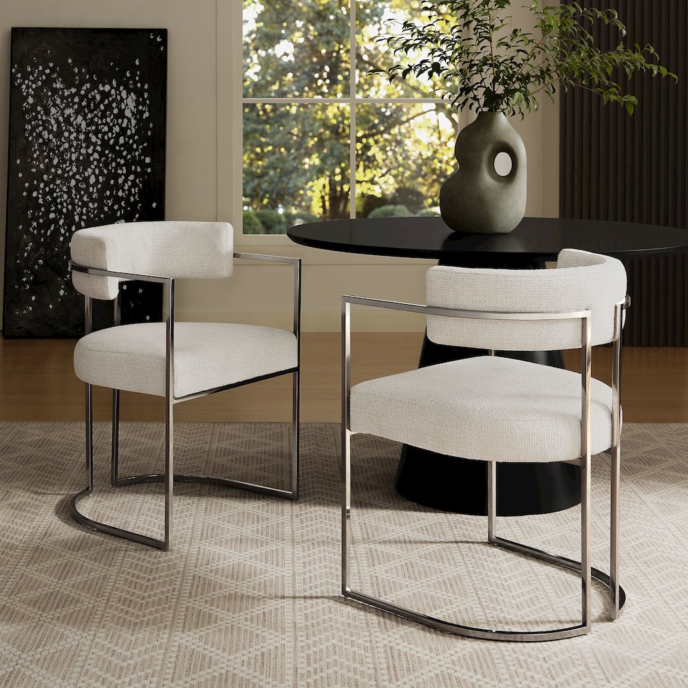Huron Curved Back Fabric and Metal Dining Accent Chair. Picture 9