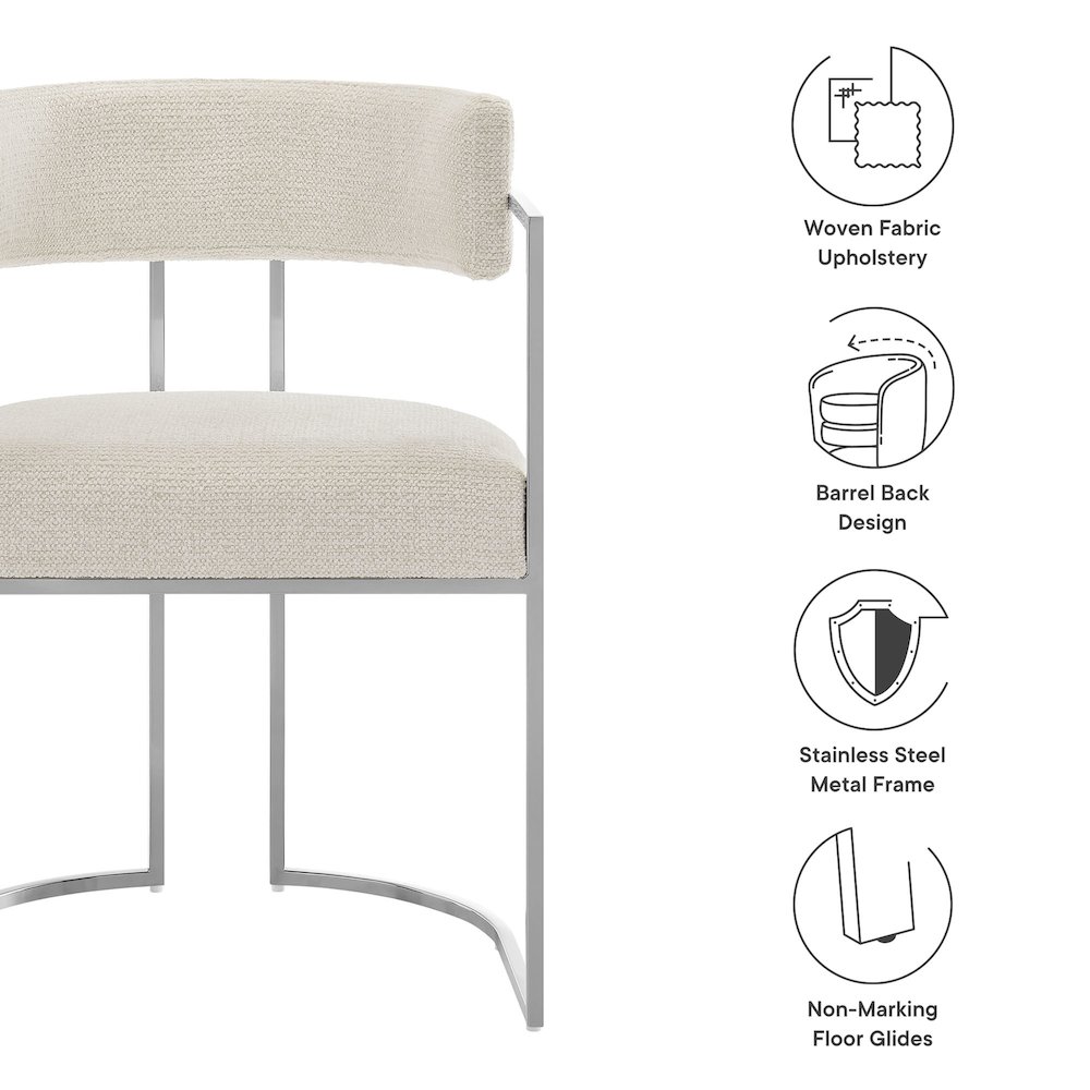 Huron Curved Back Fabric and Metal Dining Accent Chair. Picture 3