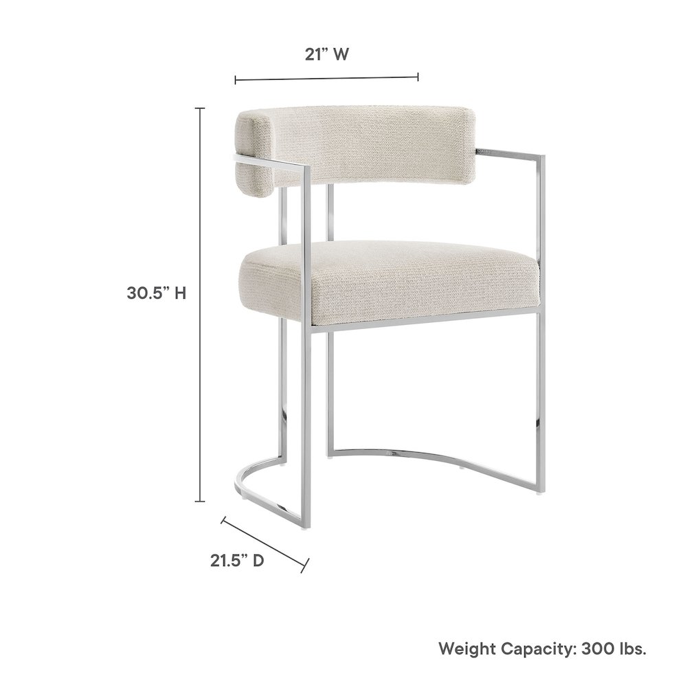 Huron Curved Back Fabric and Metal Dining Accent Chair. Picture 2