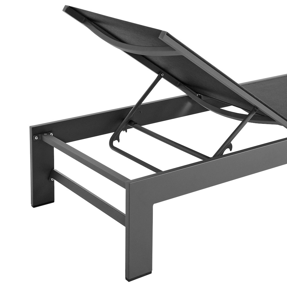 Tahoe Outdoor Patio Mesh and Aluminum Chaise Lounge. Picture 8